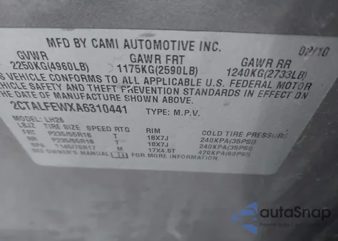 2010 GMC Terrain Slt-1 из США, поврежденный, VIN 2CTALFEWXA6310441